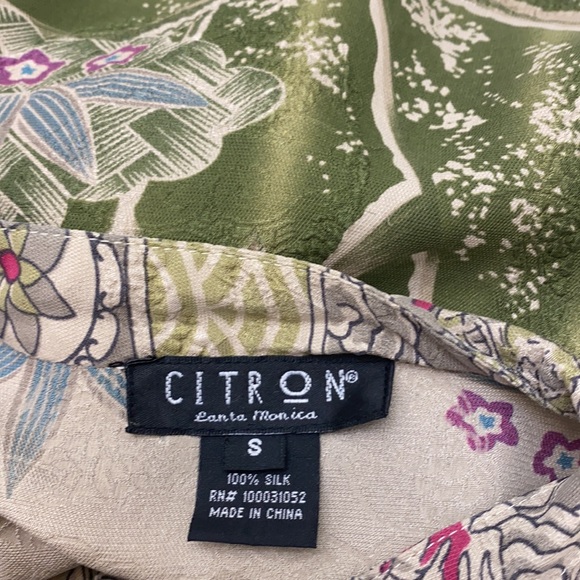 Citron Silk Green Tan Button Down Shirt S - Picture 6 of 7